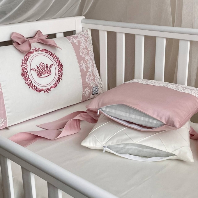 Set lenjerie Patut Copii Bebe 8 piese Classic Roz (14)
